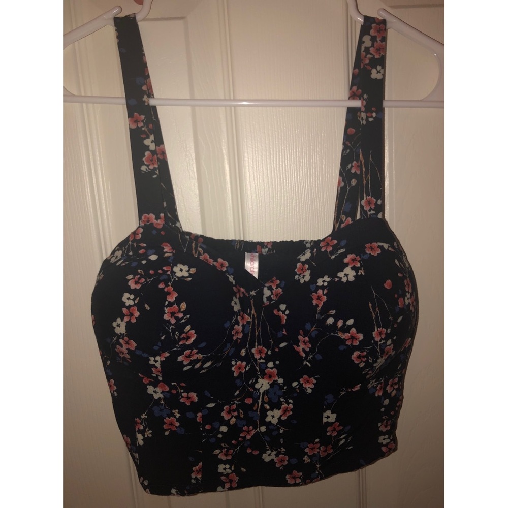 Navy blue with floral design crop top